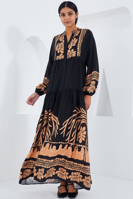 Bedrucktes V-Ausschnitt Maxikleid - Image 3