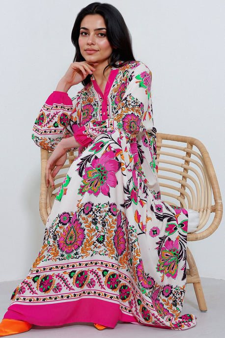 Bedrucktes V-Ausschnitt Maxikleid - Image 1