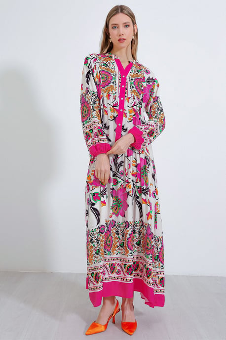 Bedrucktes V-Ausschnitt Maxikleid - Image 2