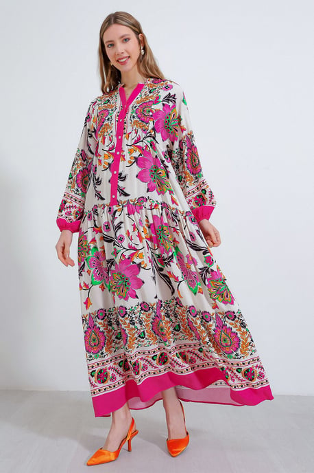 Bedrucktes V-Ausschnitt Maxikleid - Image 3