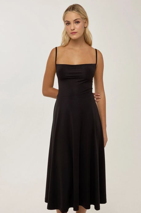 A-Linien ärmelloses Midikleid mit Wasserfallkragen - Image 3