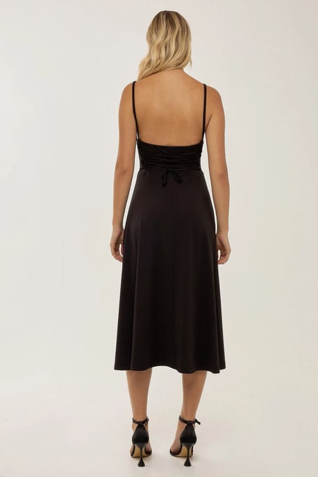 A-Linien ärmelloses Midikleid mit Wasserfallkragen - Image 4