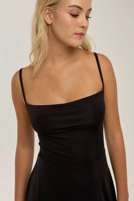 A-Linien ärmelloses Midikleid mit Wasserfallkragen - Image 5