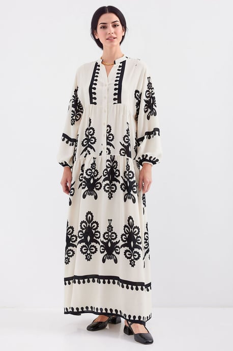 Bedrucktes V-Ausschnitt-Maxikleid - Image 2
