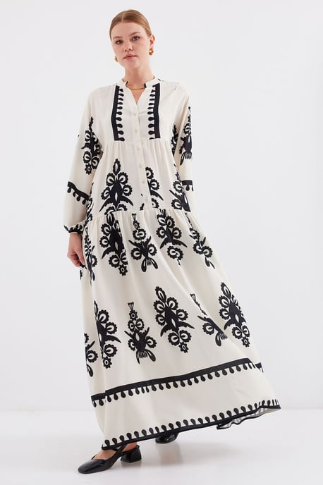 Bedrucktes V-Ausschnitt-Maxikleid - Image 3