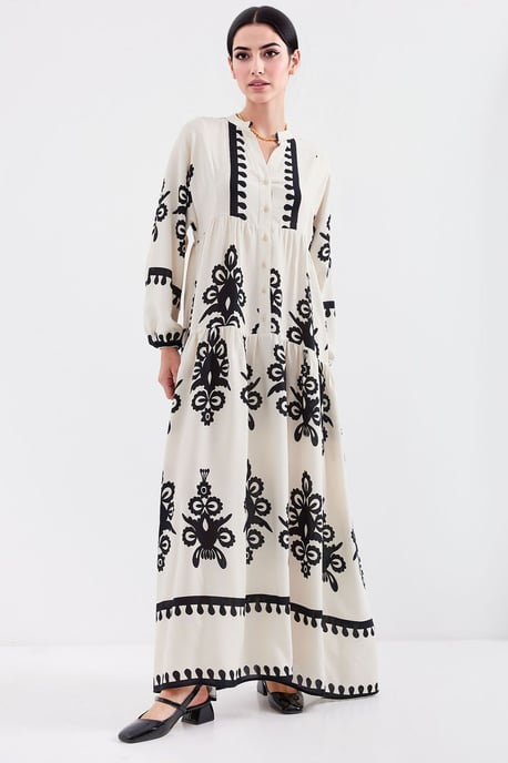 Bedrucktes V-Ausschnitt-Maxikleid - Image 4