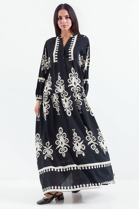 Bedrucktes V-Ausschnitt Maxikleid - Image 2