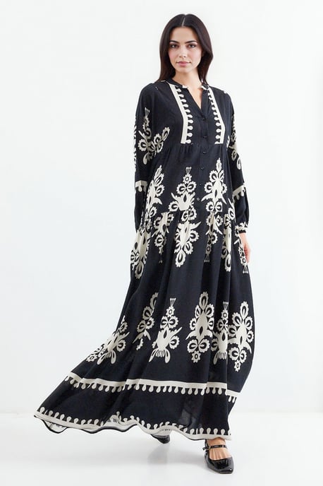 Bedrucktes V-Ausschnitt Maxikleid - Image 3