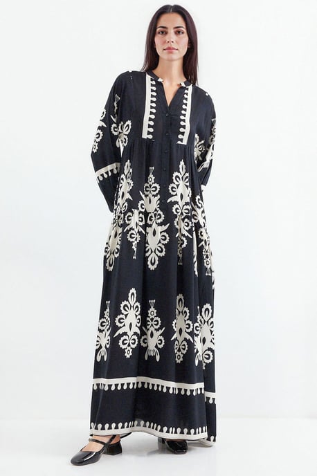 Bedrucktes V-Ausschnitt Maxikleid - Image 4