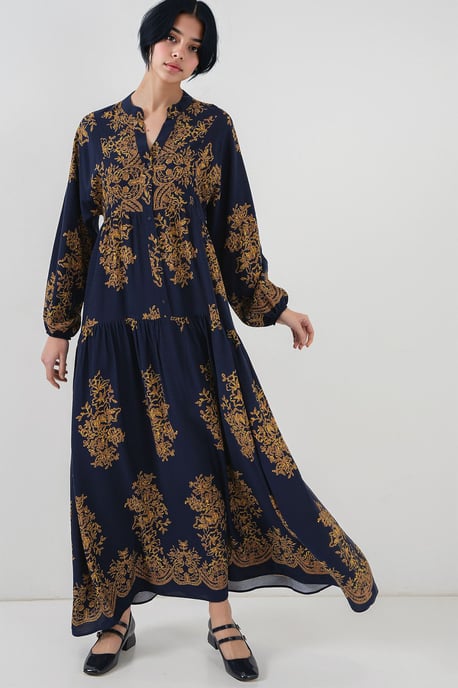 Bedrucktes V-Ausschnitt Maxikleid - Image 1