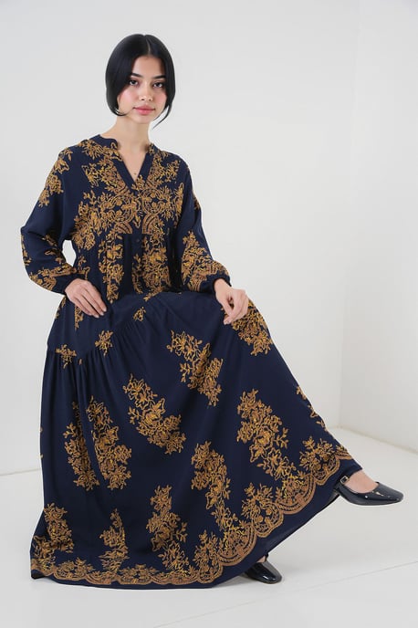 Bedrucktes V-Ausschnitt Maxikleid - Image 2