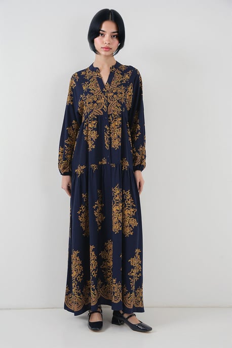 Bedrucktes V-Ausschnitt Maxikleid - Image 3
