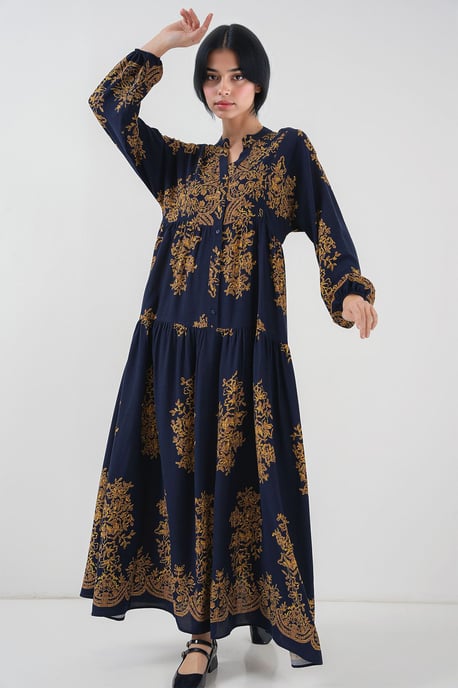 Bedrucktes V-Ausschnitt Maxikleid - Image 4