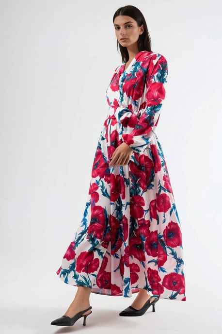 Blumen Druck Maxikleid mit Bindeband - Image 2