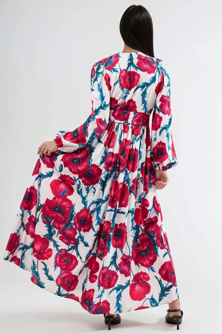 Blumen Druck Maxikleid mit Bindeband - Image 3