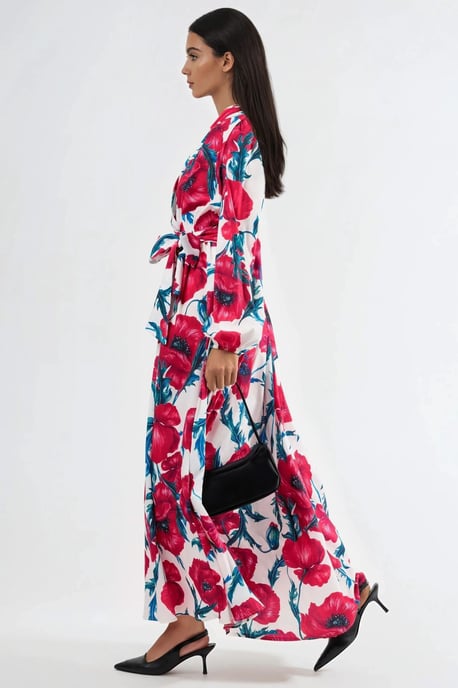 Blumen Druck Maxikleid mit Bindeband - Image 4
