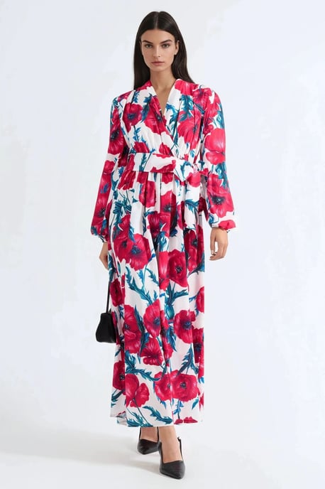Blumen Druck Maxikleid mit Bindeband - Image 5