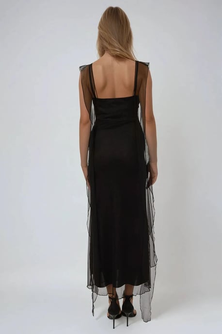 Herzkragen Bodycon Maxikleid mit Rüschen - Image 5
