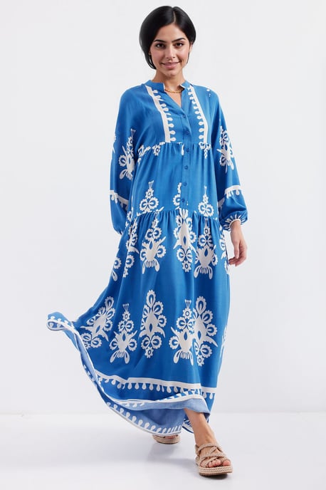 Gemustertes V-Ausschnitt Maxikleid - Image 2