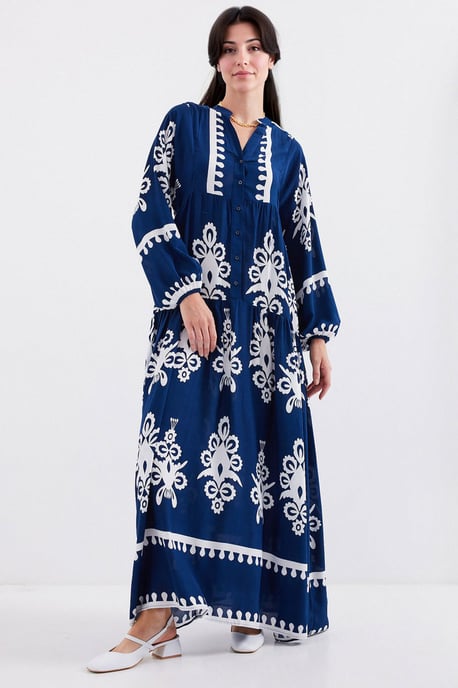Bedrucktes V-Ausschnitt Maxikleid - Image 2