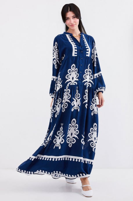Bedrucktes V-Ausschnitt Maxikleid - Image 3