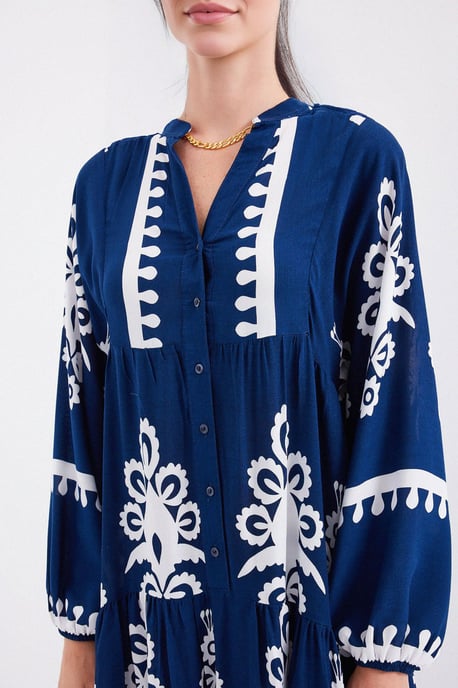 Bedrucktes V-Ausschnitt Maxikleid - Image 4