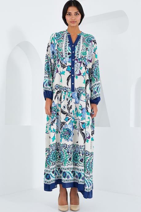 Bedrucktes V-Ausschnitt-Maxikleid - Image 2