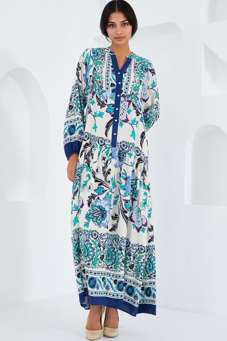 Bedrucktes V-Ausschnitt-Maxikleid - Image 3