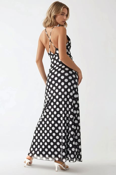 Audrey Polka V-Ausschnitt Maxikleid - Image 6