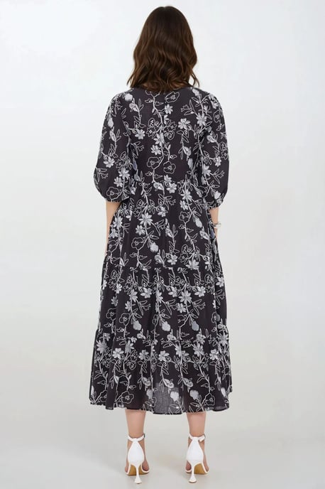 Besticktes Sweetheart-Ausschnitt Tiered-Maxikleid mit Puffärmeln - Image 4