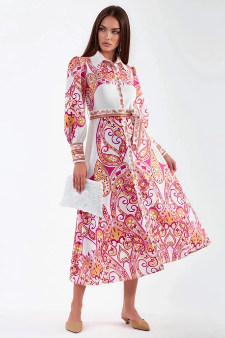 Maxikleid mit Paisleymuster und Gürtel - Image 1
