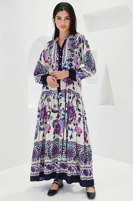 Bedrucktes V-Ausschnitt Maxikleid - Image 2