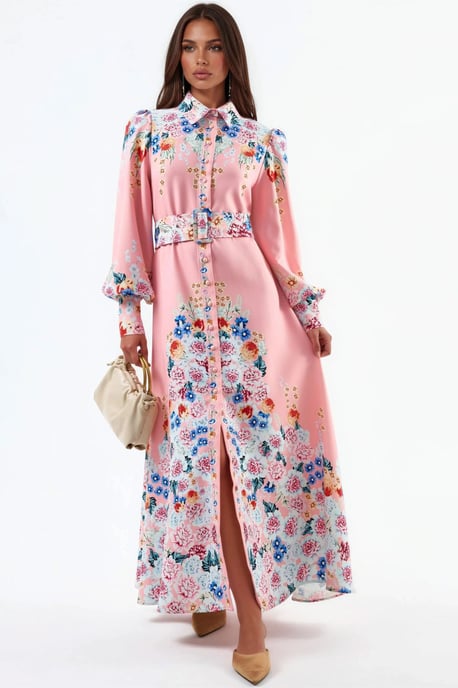 Blumen-Maxi-Kleid mit Knopfverschluss - Image 1
