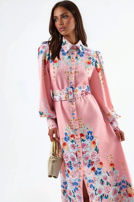 Blumen-Maxi-Kleid mit Knopfverschluss - Image 2