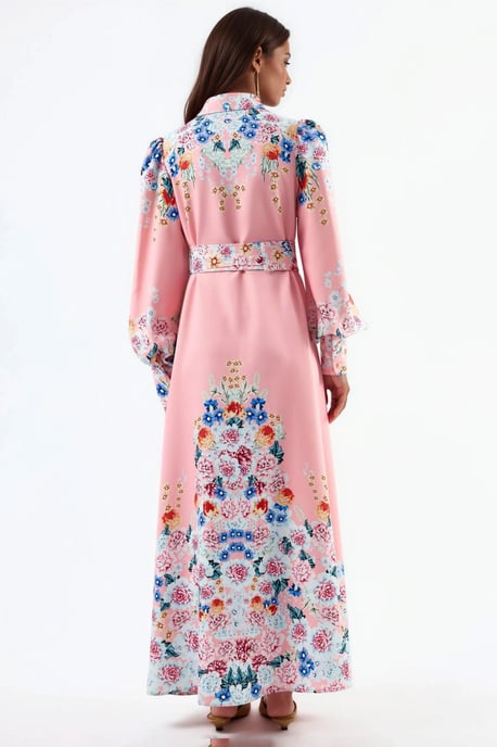 Blumen-Maxi-Kleid mit Knopfverschluss - Image 4