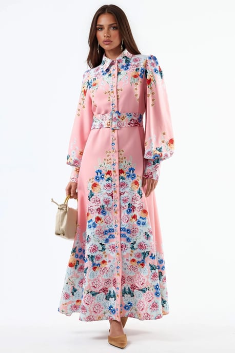 Blumen-Maxi-Kleid mit Knopfverschluss - Image 5