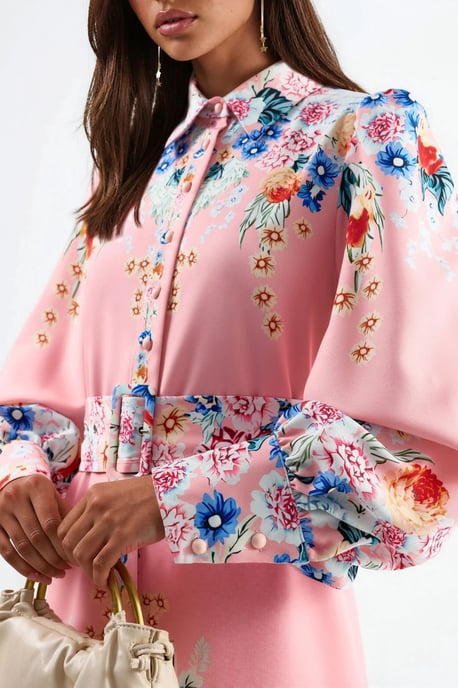 Blumen-Maxi-Kleid mit Knopfverschluss - Image 6