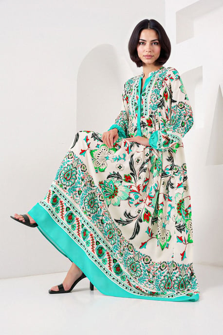 Bedrucktes V-Ausschnitt Maxikleid - Image 1