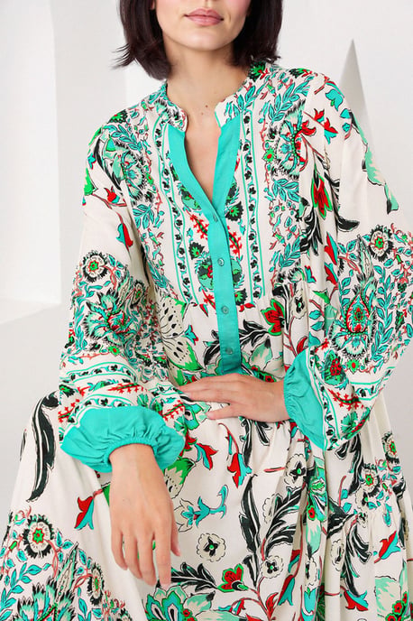 Bedrucktes V-Ausschnitt Maxikleid - Image 4