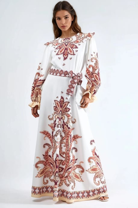 Maxikleid mit Paisleydruck und Bindedetail - Image 4