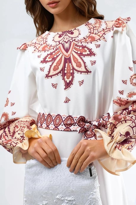 Maxikleid mit Paisleydruck und Bindedetail - Image 5