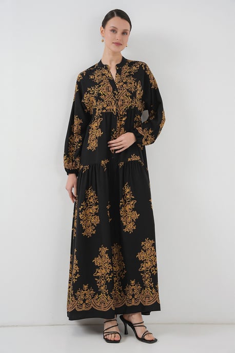 Gemustertes V-Ausschnitt Maxikleid - Image 2