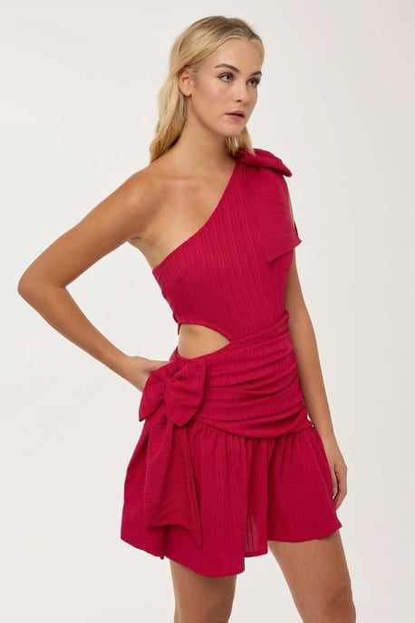 Rotes Schleifen-Mini-Party-Kleid - Image 1