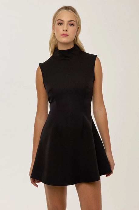 Hochgeschlossenes schwarzes Mini-Kleid - Image 2