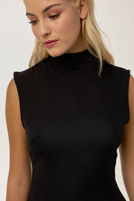 Hochgeschlossenes schwarzes Mini-Kleid - Image 4