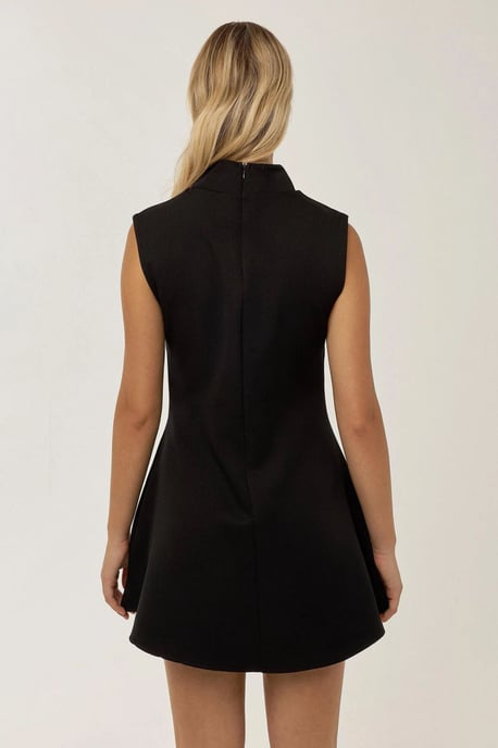 Hochgeschlossenes schwarzes Mini-Kleid - Image 5