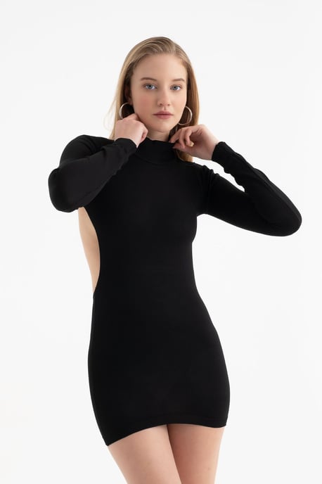 Kleid mit Rundhalsausschnitt, Rückenschlitz und langen Ärmeln - Image 3