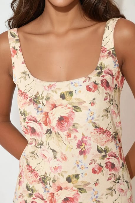 U-Kragen Bedrucktes Figur-Hugging Mini Kleid - Image 3