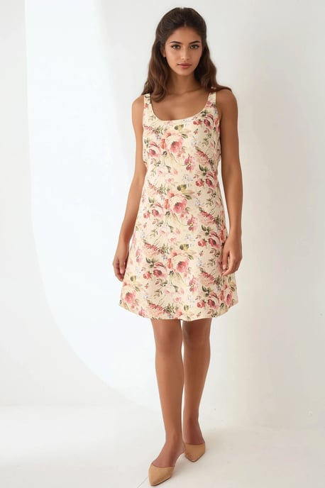 U-Kragen Bedrucktes Figur-Hugging Mini Kleid - Image 4