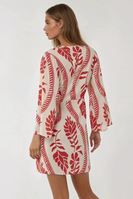 Blumen V-Ausschnitt Mini-Kleid - Image 6